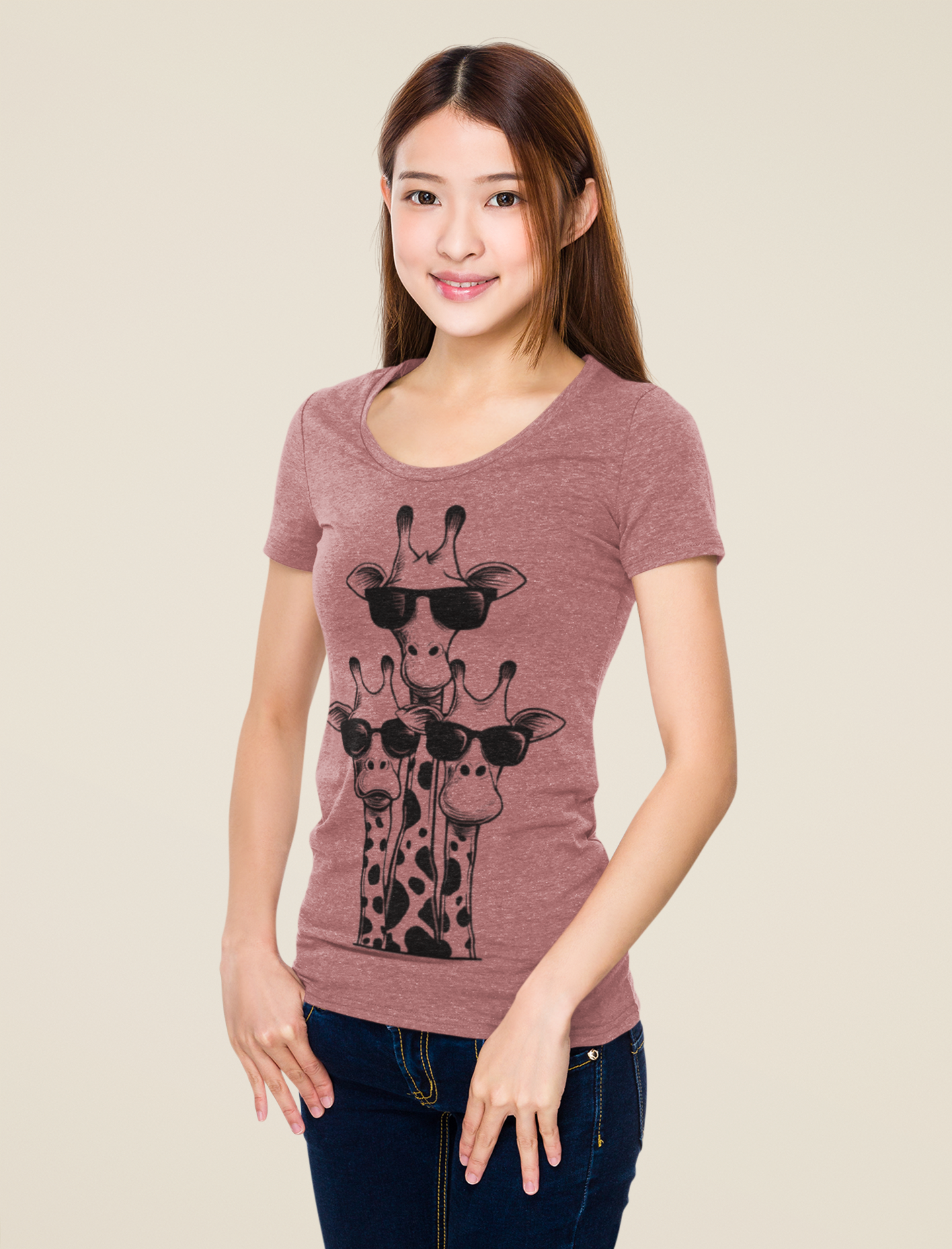 Cute Giraffe Sunglasses T-Shirt for Women