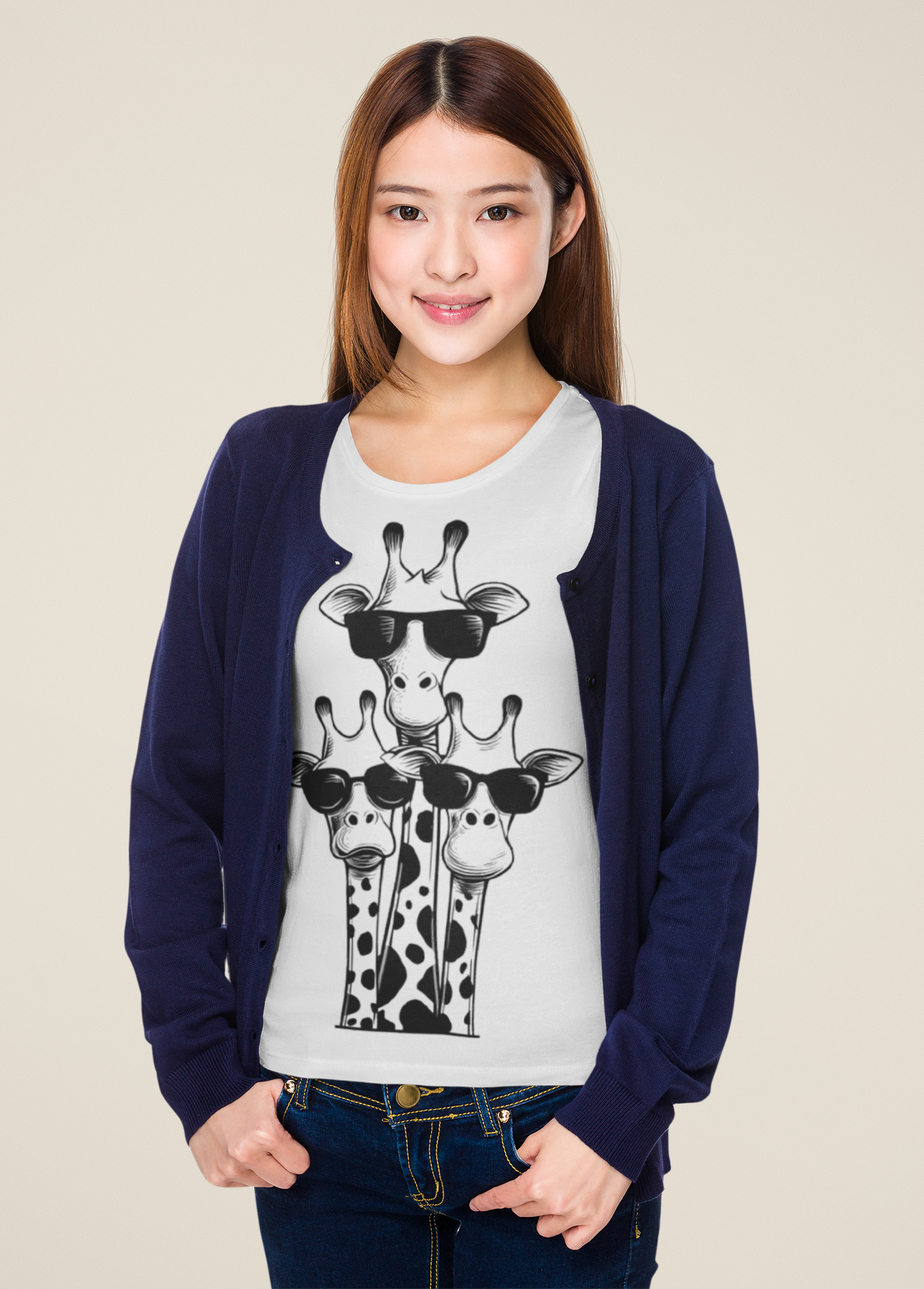 Cute Giraffe Sunglasses T-Shirt for Women